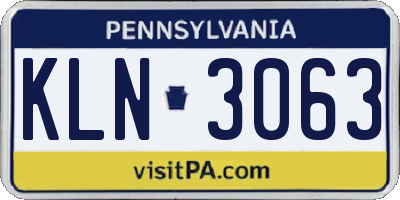 PA license plate KLN3063