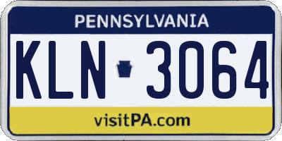 PA license plate KLN3064