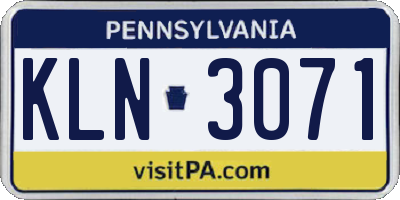 PA license plate KLN3071