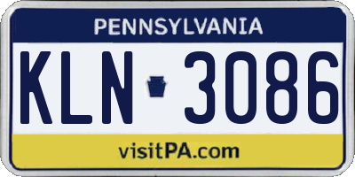 PA license plate KLN3086