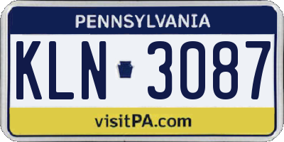 PA license plate KLN3087