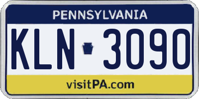 PA license plate KLN3090