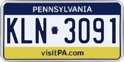 PA license plate KLN3091