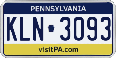 PA license plate KLN3093