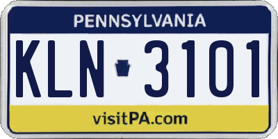 PA license plate KLN3101