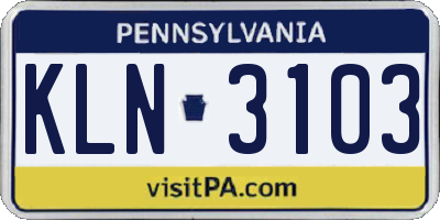 PA license plate KLN3103