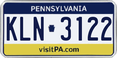 PA license plate KLN3122