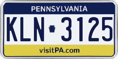 PA license plate KLN3125