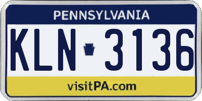 PA license plate KLN3136