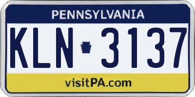 PA license plate KLN3137