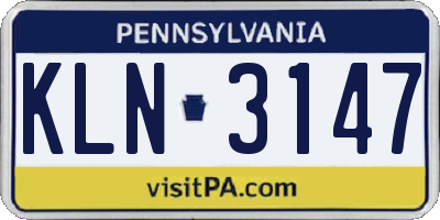 PA license plate KLN3147