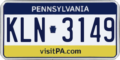 PA license plate KLN3149