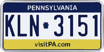 PA license plate KLN3151