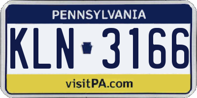 PA license plate KLN3166
