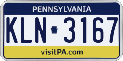 PA license plate KLN3167