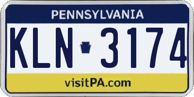 PA license plate KLN3174