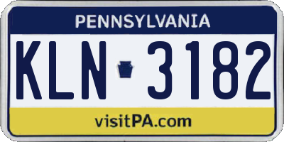 PA license plate KLN3182