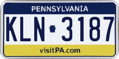 PA license plate KLN3187