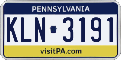 PA license plate KLN3191