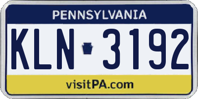 PA license plate KLN3192