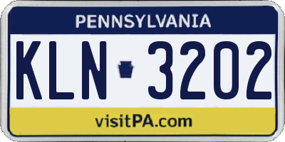 PA license plate KLN3202