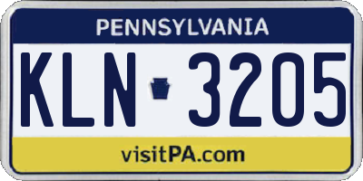 PA license plate KLN3205