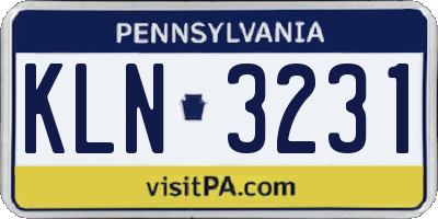 PA license plate KLN3231