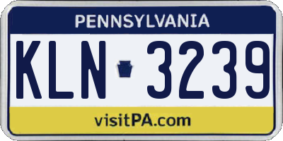 PA license plate KLN3239