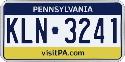 PA license plate KLN3241