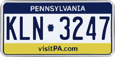 PA license plate KLN3247