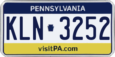 PA license plate KLN3252