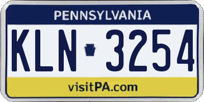 PA license plate KLN3254