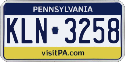 PA license plate KLN3258