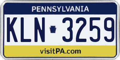 PA license plate KLN3259