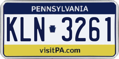 PA license plate KLN3261