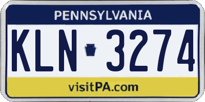 PA license plate KLN3274