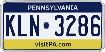 PA license plate KLN3286