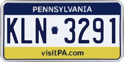 PA license plate KLN3291