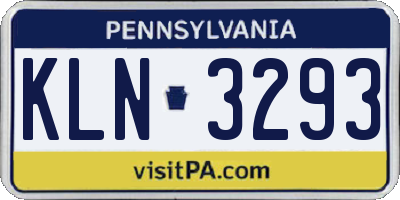 PA license plate KLN3293