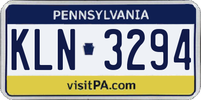 PA license plate KLN3294