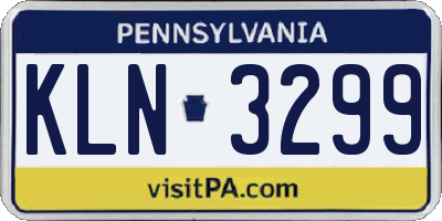 PA license plate KLN3299