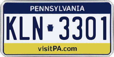 PA license plate KLN3301