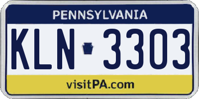 PA license plate KLN3303