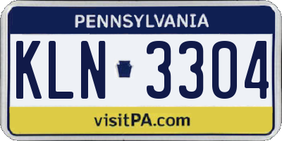 PA license plate KLN3304