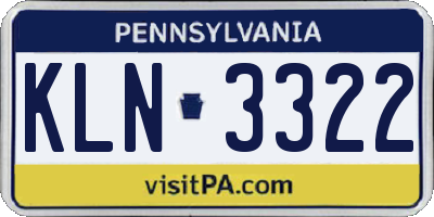 PA license plate KLN3322