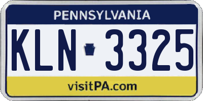 PA license plate KLN3325