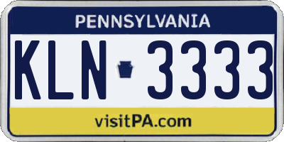 PA license plate KLN3333