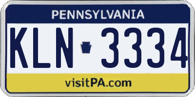 PA license plate KLN3334