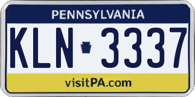 PA license plate KLN3337