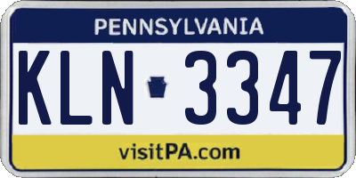 PA license plate KLN3347